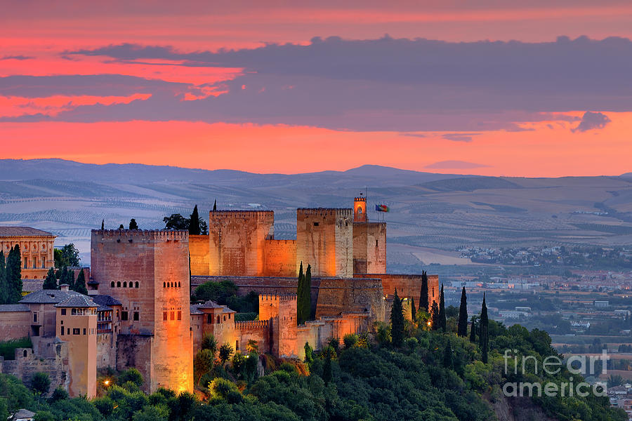 Alhambra Photograph - The alhambra at sunset by Guido Montanes Castillo
