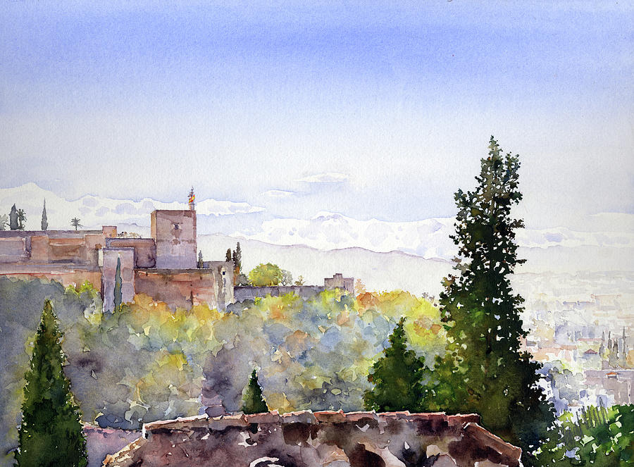 The Alhambra in November Painting by Margaret Merry