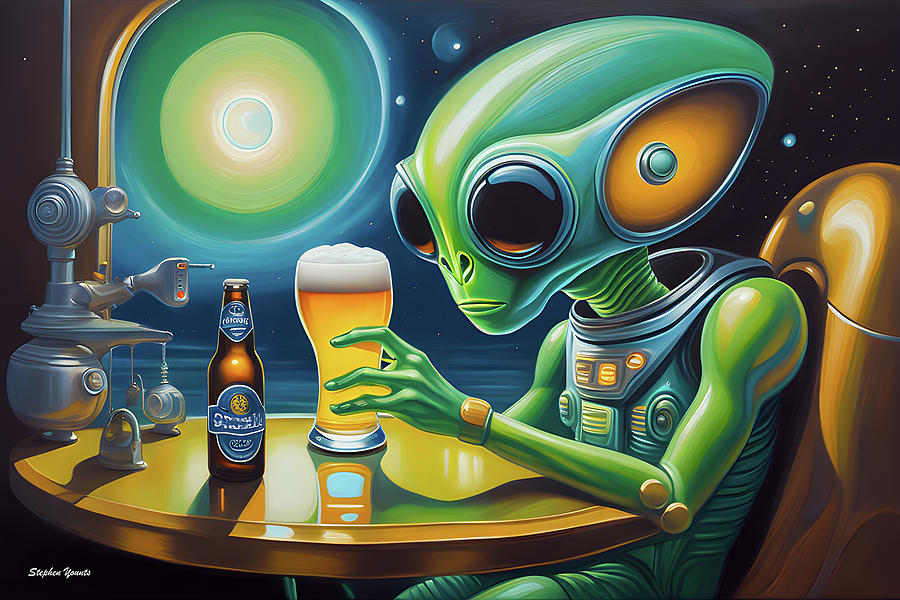 The Alien Life - Happy Hour Digital Art by Stephen Younts