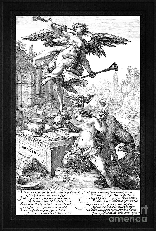 The Allegory of Fame and History by Hendrick Goltzius Remastered Xzendor7 Classical Art Reproduction Painting by Xzendor7