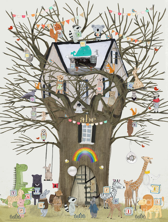 Nursery Painting - The Alphabet Tree by Bri Buckley
