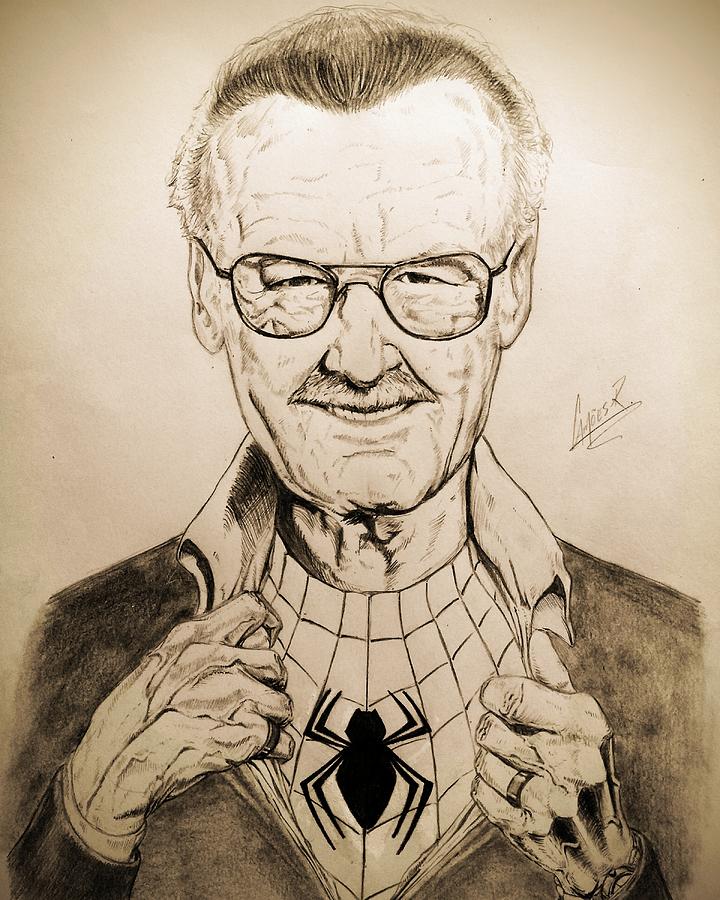 Stan Lee Drawing by Roberto Sallén  Artmajeur