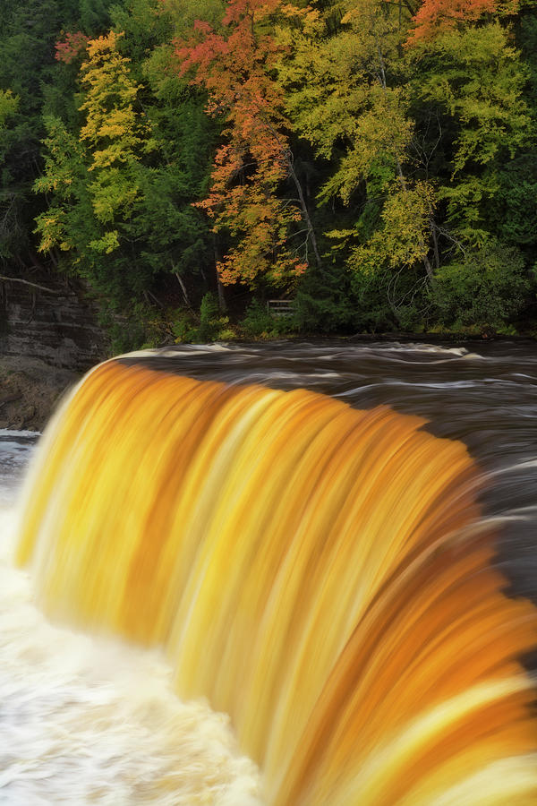 The amber colored water of Tahquamenon Falls. Photograph by Larry ...