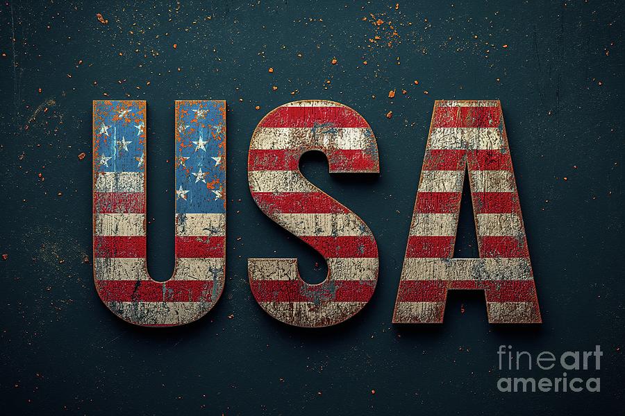 The American flag creatively arranged to spell out the word USA in bold, capital letters. Photograph by Joaquin Corbalan