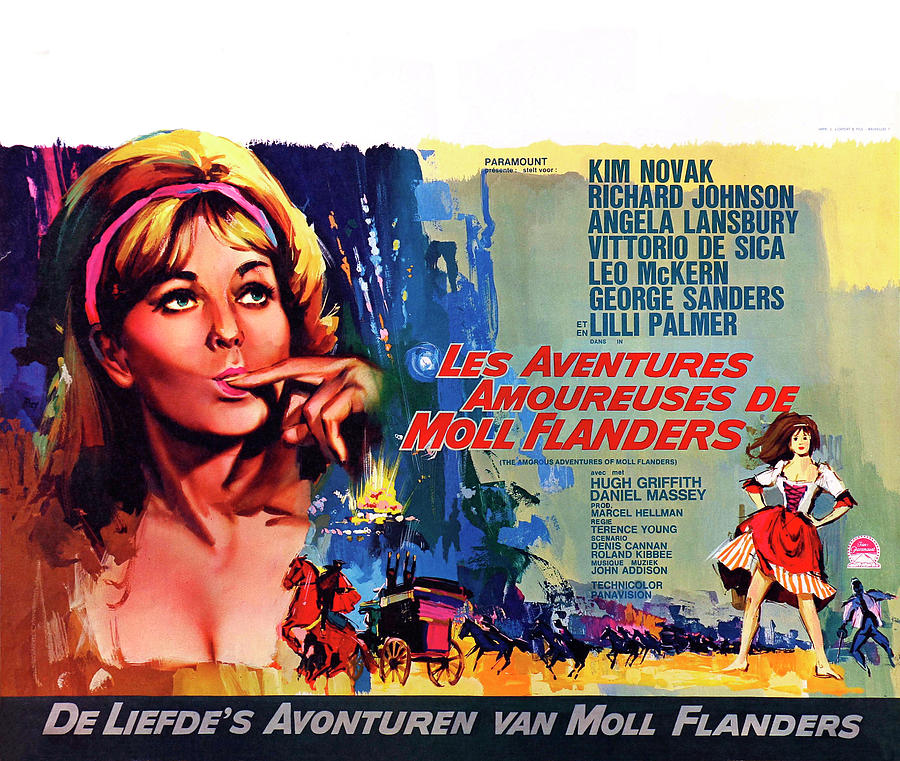 Kim Novak Mixed Media - The Amorous Adventures of Moll Flanders, 1965  - art by Raymond Elseviers by Movie World Posters