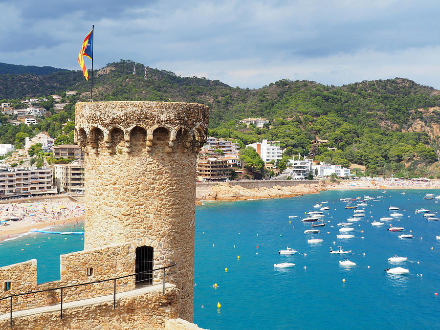 The ancient castle and the coast in Tossa de Mar, Spain Photograph by ...