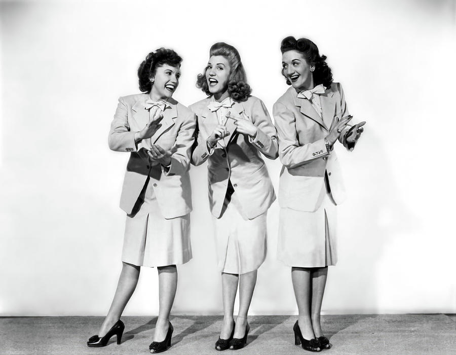 The Andrews Sisters. Laverne Sophia Andrews. Maxene Anglyn Andrews. Patricia Marie Andrews. Photograph by Album The Andrews Sisters. Laverne Sophia Andrews. Maxene Anglyn Andrews. Patricia Marie Andrews. Photograph by Album