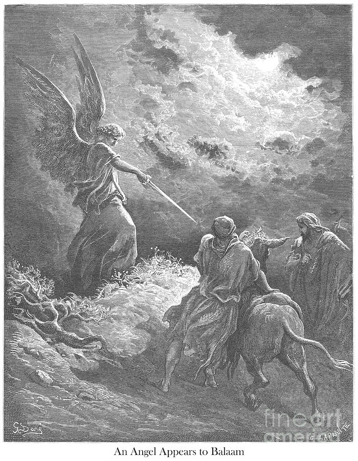The Angel Appearing to Balaam by Gustave Dore v1 Drawing by Historic illustrations