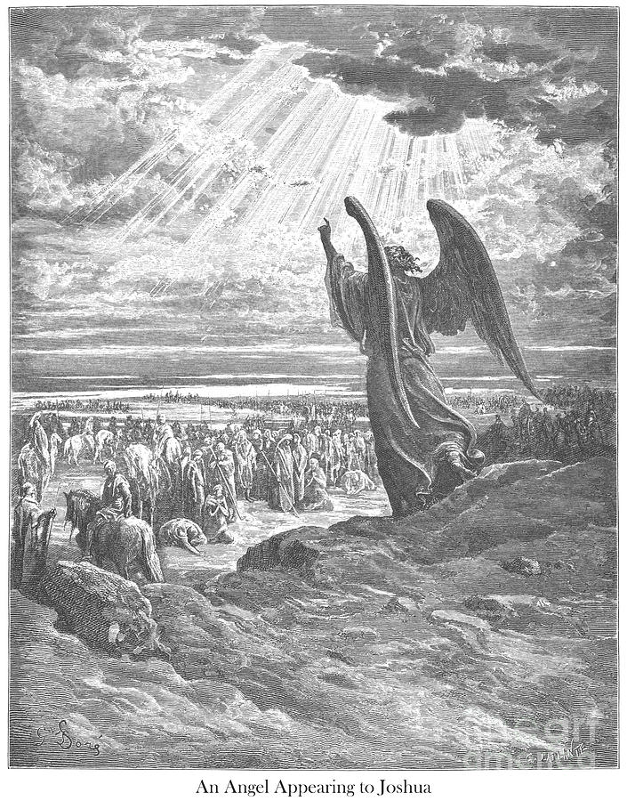 The Angel Appearing to Joshua by Gustave Dore v1 Drawing by Historic illustrations