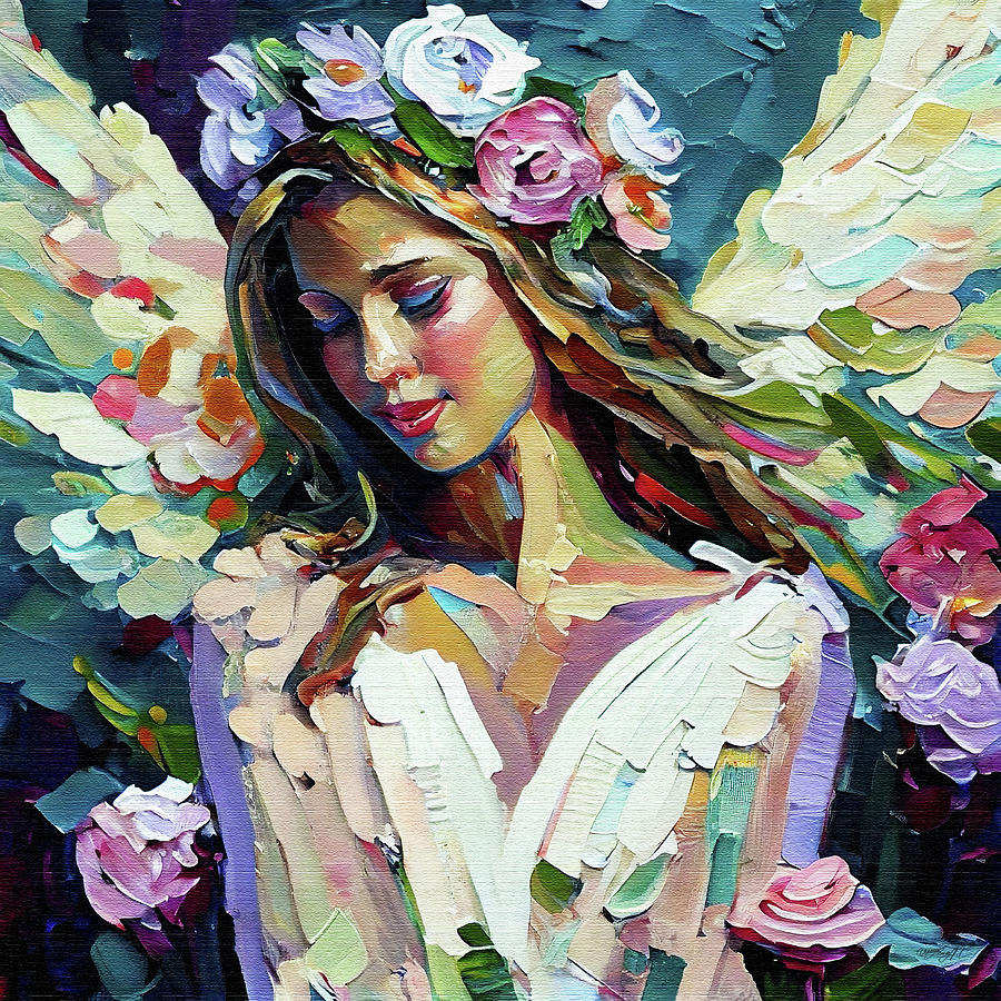 The Angel of Assurance That Prayers Have Been Answered Digital Art by Lena Owens - OLena Art Vibrant Palette Knife and Graphic Design