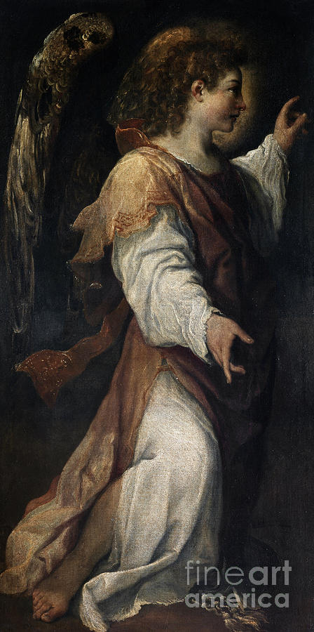 The Angel of the Annunciation, detail  Painting by Annibale Carracci
