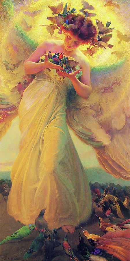 The Angel of The Birds Painting by Franz Dvorak