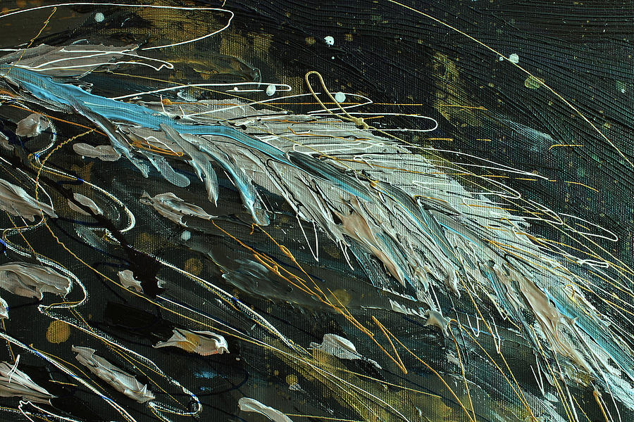 The Angel Wings #15. Fighting with Chaos. Fragment 4 Painting by Elena Kotliarker