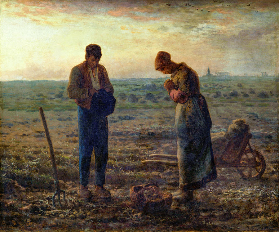 Nature Painting - The Angelus by Jean Francois Millet 1859 by Jean Francois Millet