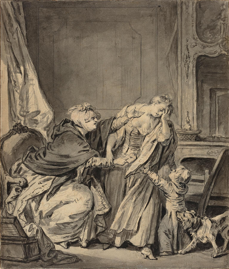 The Angry Mother Drawing by Jean-Baptiste Greuze