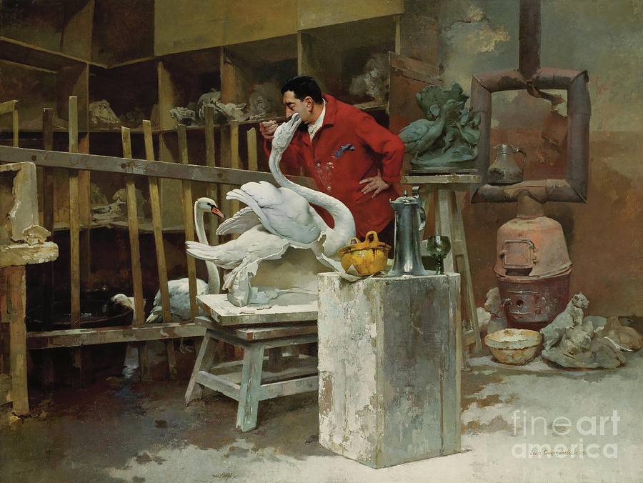 Animal Painting - The Animal Sculptor, 1894 by Louis Robert Carrier-Belleuse Animal Painting - The Animal Sculptor, 1894 by Louis Robert Carrier-Belleuse
