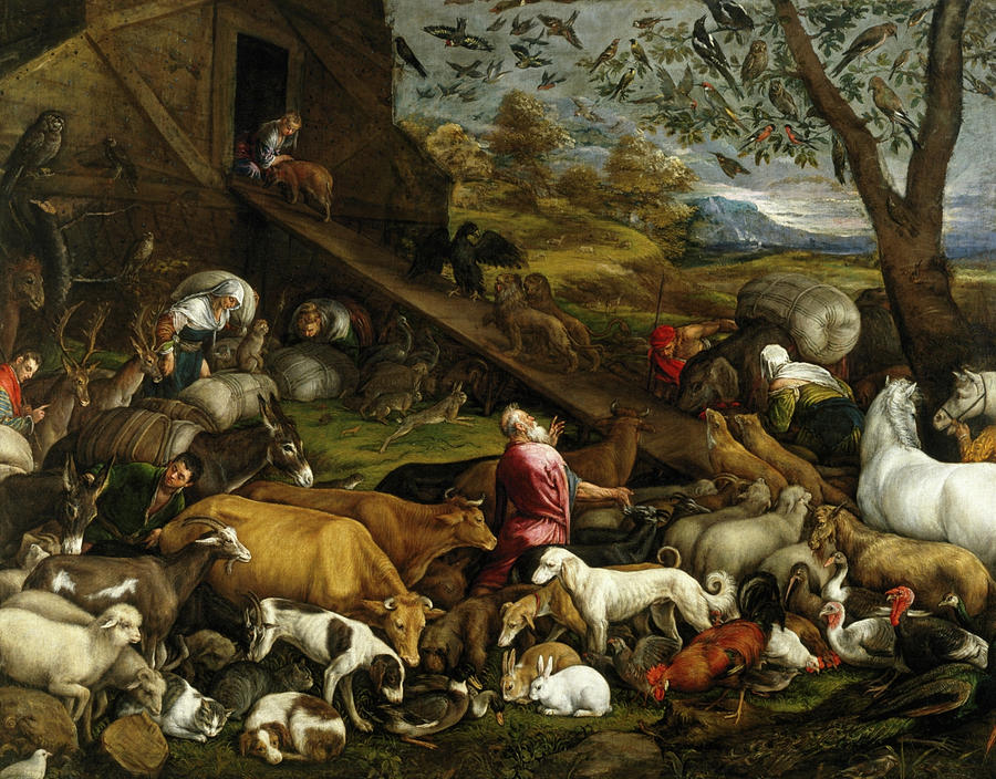 Jacopo Bassano Painting - The Animals Entering Noahs Ark, 1570s by Jacopo Bassano