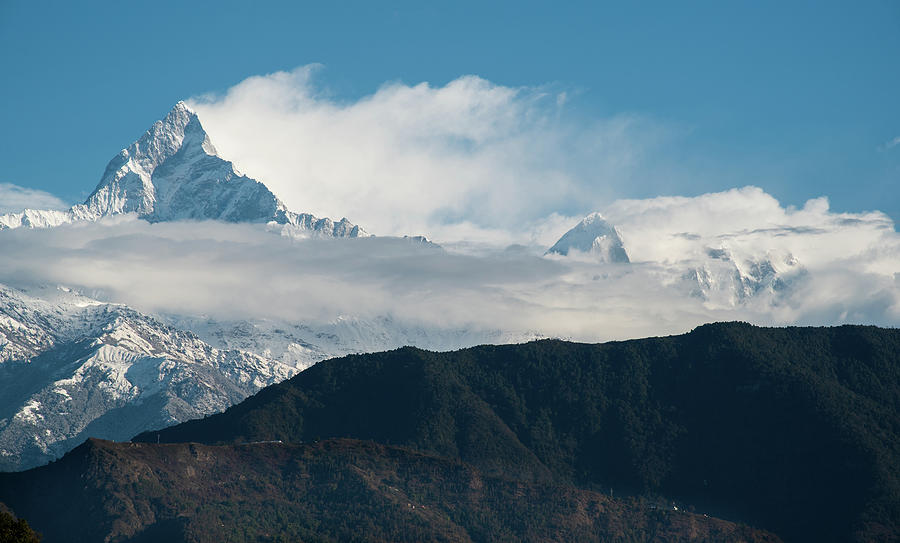 The Annapurna massif in the Himalayas covered in snow and ice Nepal Asia Photograph by Michalakis Ppalis