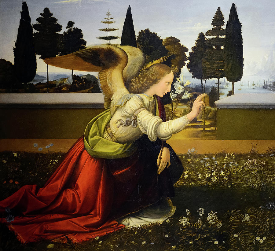 The Annunciation, Angel Gabriel Painting by Leonardo Da Vinci - Pixels ...