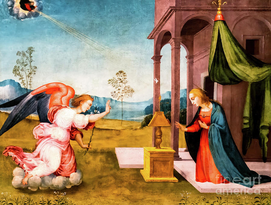 The Annunciation by Mariotto Dolzemele 1510 Painting by Mariotto Dolzemele