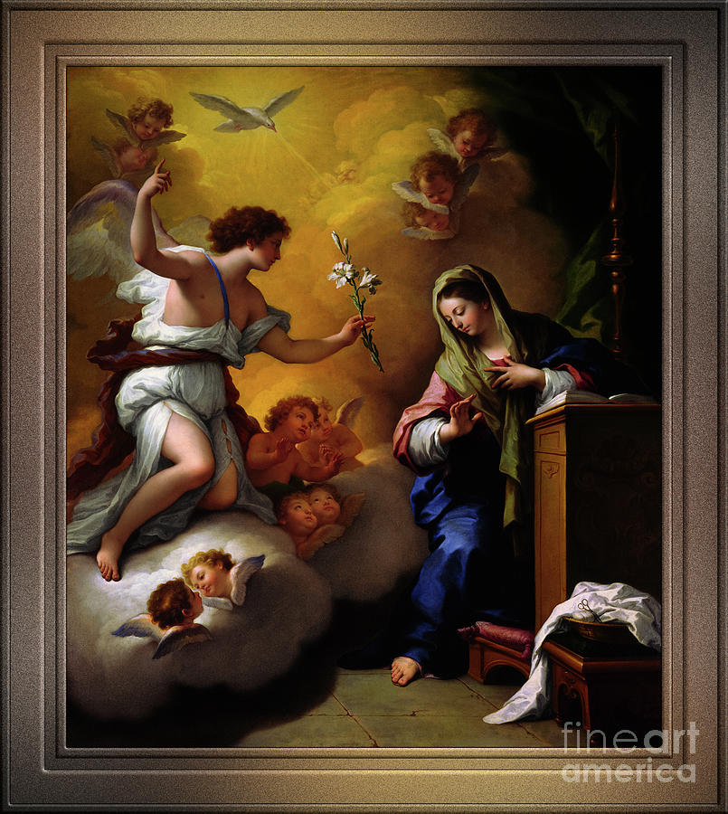 The Annunciation c1712 by Paolo de Matteis Remastered Xzendor7 Fine Art Old Masters Reproductions Painting by Rolando Burbon