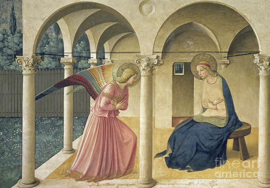 Fra Angelico Painting - The Annunciation, freco by Fra Angelico by Fra Angelico