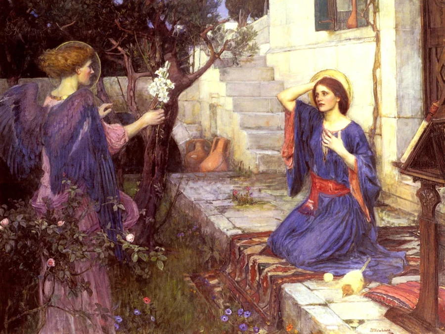 The Annunciation - John William Waterhouse Drawing by John William ...