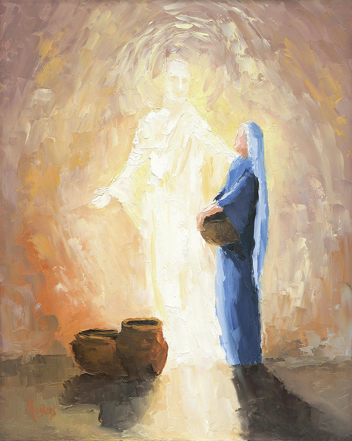 Bible Painting - The Annunciation by Mike Moyers