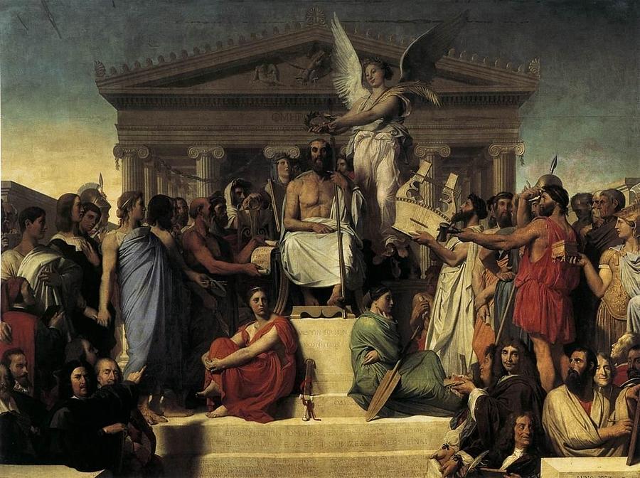 Greek Drawing - The Apotheosis of Homer #2 by Jean Auguste Dominique Ingres