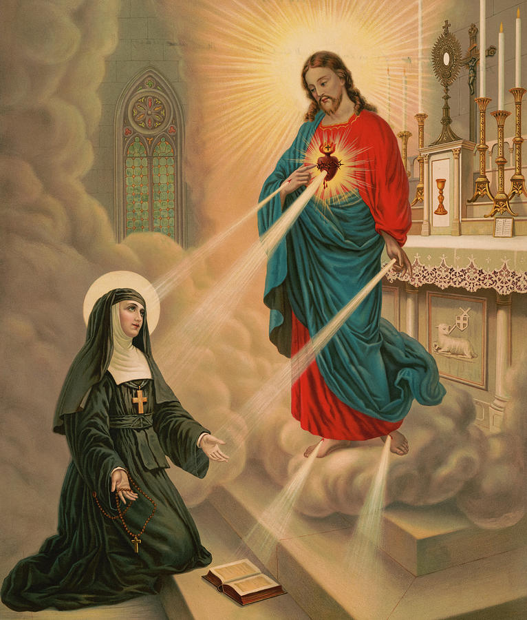 Jesus Christ Painting - The apparition of our Lord to blessed Margaret Mary Alacoque by Unknown