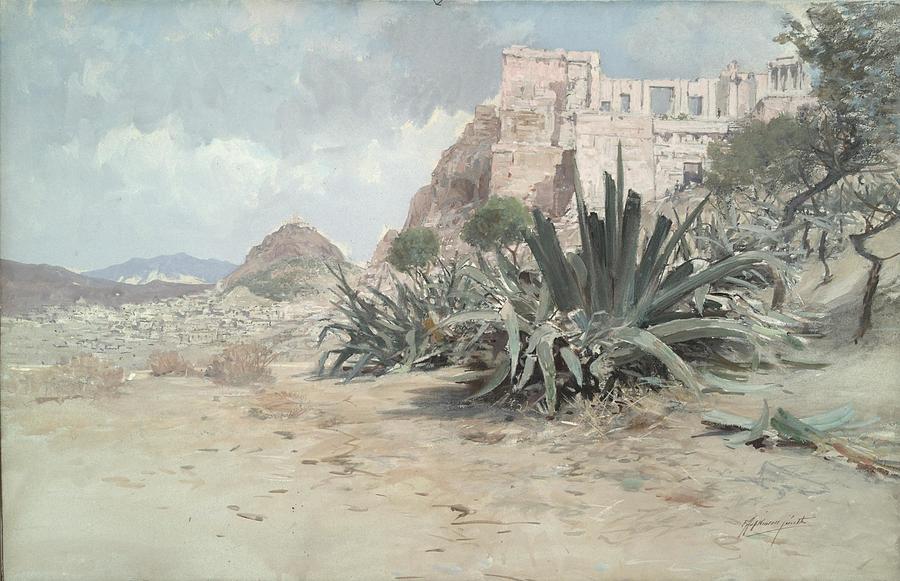 Nature Drawing - The Approach to the Acropolis mid thearly th century by Francis Hopkinson Smith American