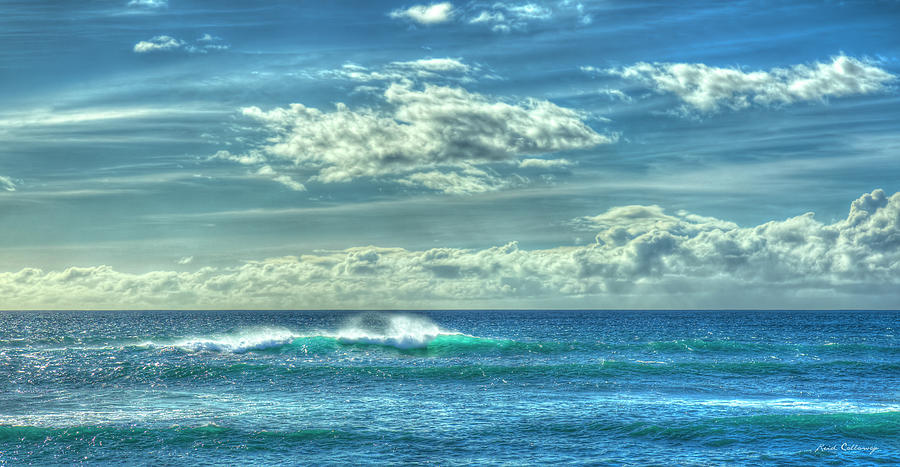 The Wind Blown Aqua Wave Pacific Ocean Seascape Oahu Hawaii Art Photograph by Reid Callaway