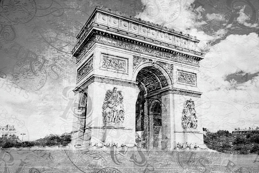 The Arc de Triomphe in Black and White Photograph by Debra and Dave Vanderlaan