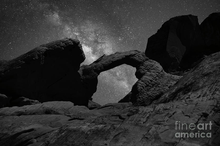 Las Vegas Photograph - The Arch Valley of Fire Black White Nevada  by Chuck Kuhn