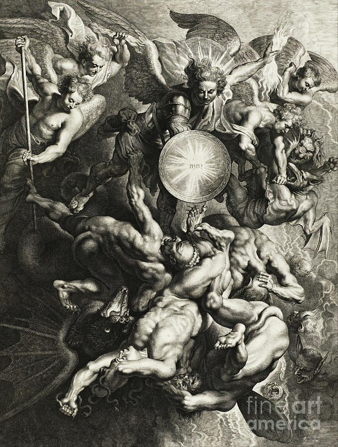 The Archangel Michael Fighting the Rebel Angels 1621 Drawing by Peter Ogden