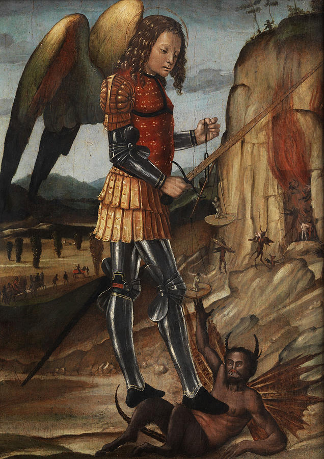 The Archangel Michael Triumphant Over Satan Painting by Riccardo Quartararo