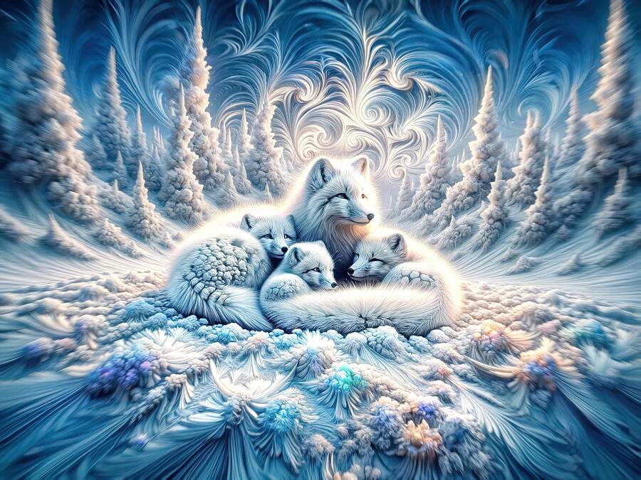 The Arctic Fox Family Digital Art by Bill And Linda Tiepelman