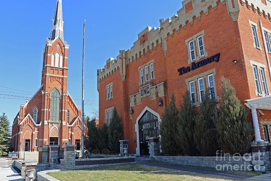 The Armory and St. Augustine Church in Napoleon Ohio 4802 Photograph by Jack Schultz
