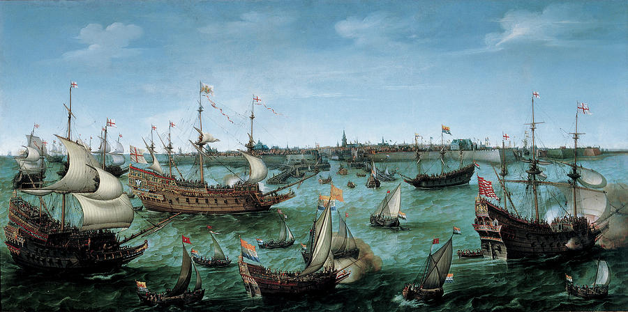 The Arrival at Vlissingen of the Elector Palatinate Frederick V Painting by Hendrick Cornelisz Vroom
