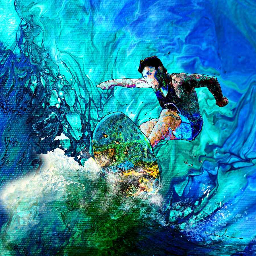 The Art Of Wave Surfing 01 Painting by Miki De Goodaboom