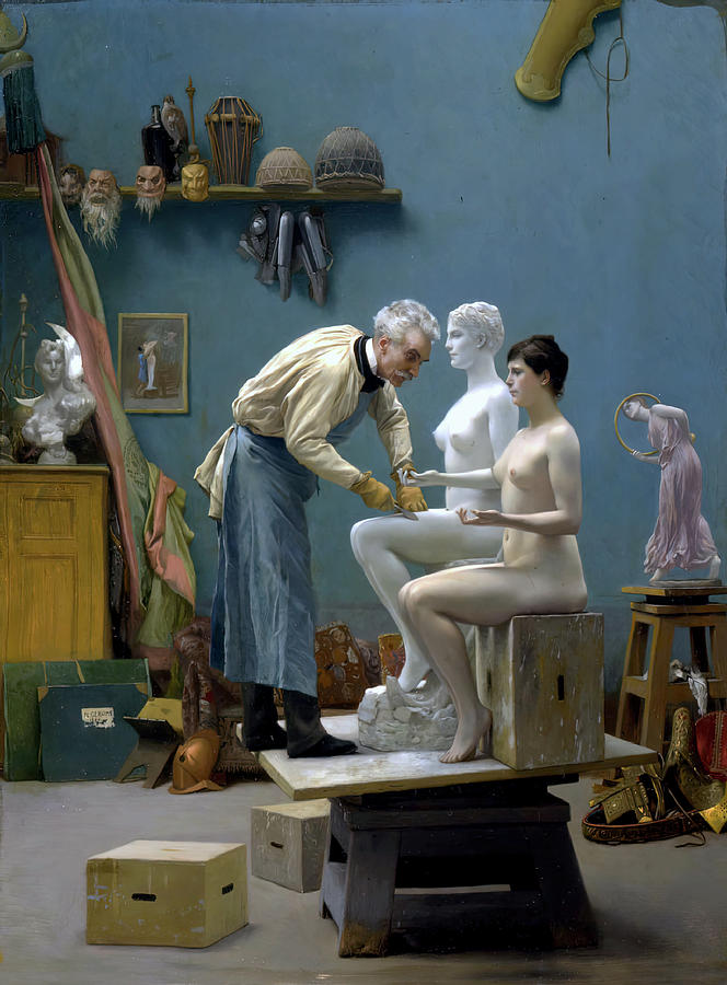 The Artist and His Model Painting by Jean-Leon Gerome