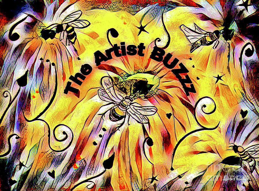 The Artist BUZzz logo design Mixed Media by Lauries Intuitive