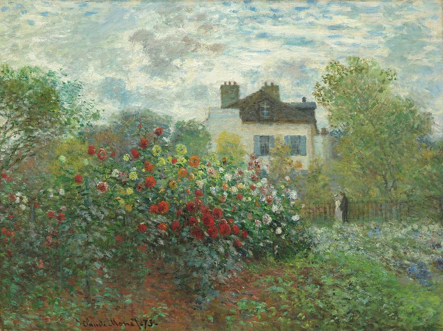 The Artists Garden in Argenteuil  A Corner of the Garden with Dahlias, 1873 Painting by Top Wallpapers