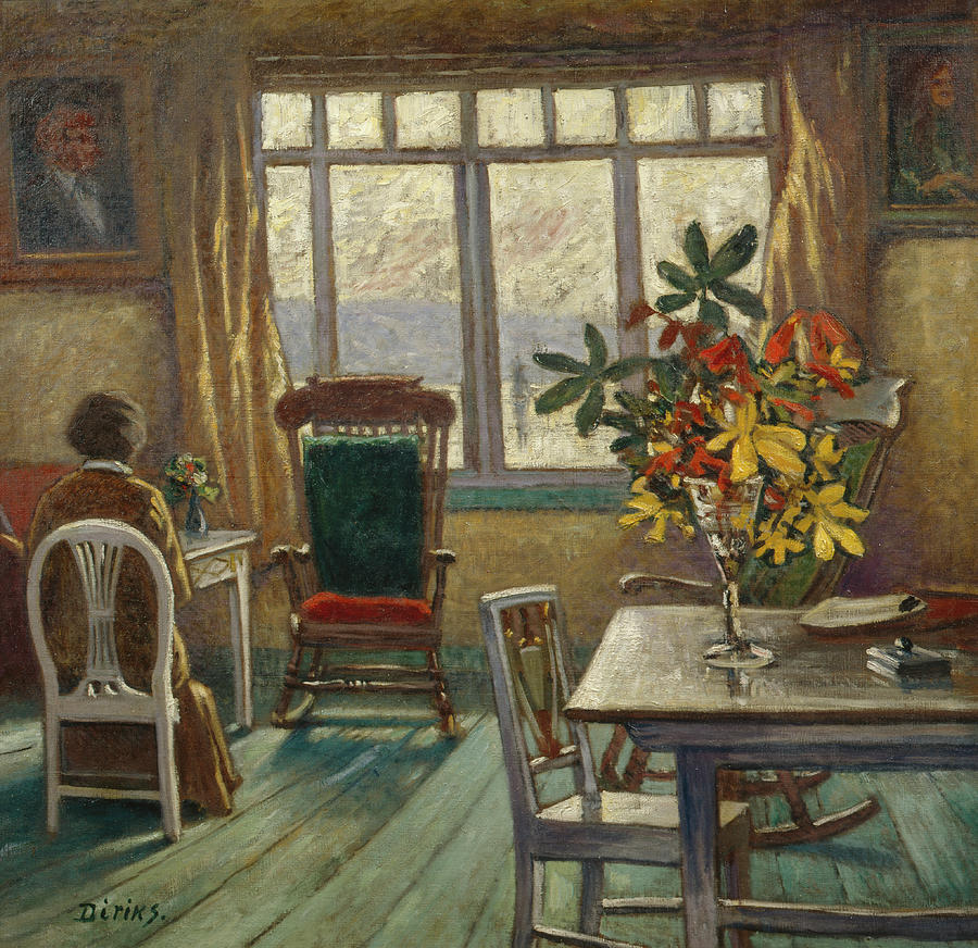 The artists interior Painting by O Vaering by Edvard Diriks