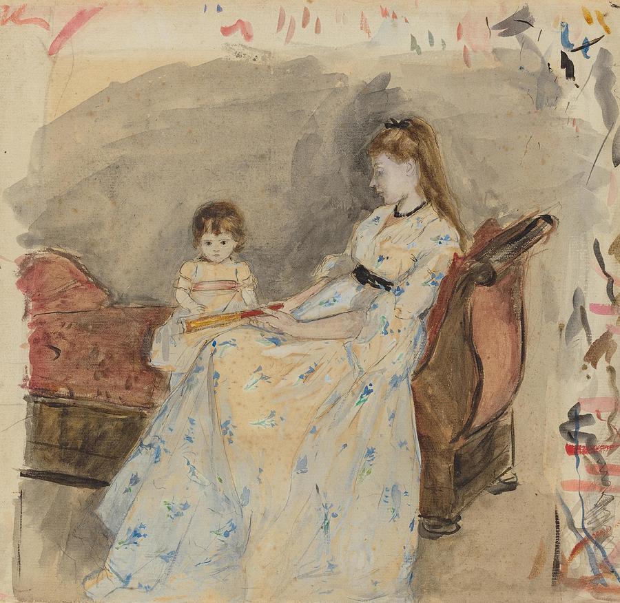 The Artists SisterEdma With Her Daughter Jeanne art Drawing by Berthe ...