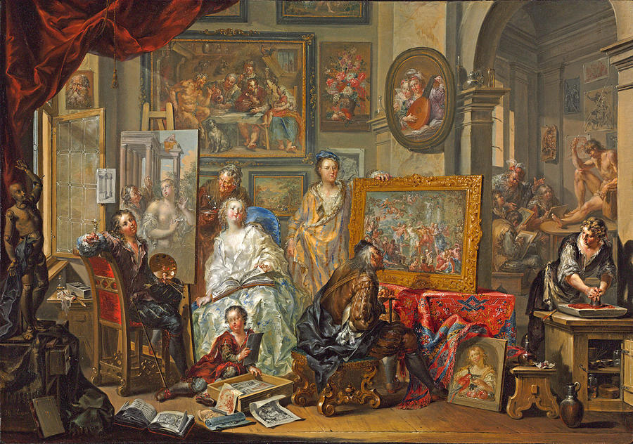 The Artists Studio Painting by Johann Georg Platzer
