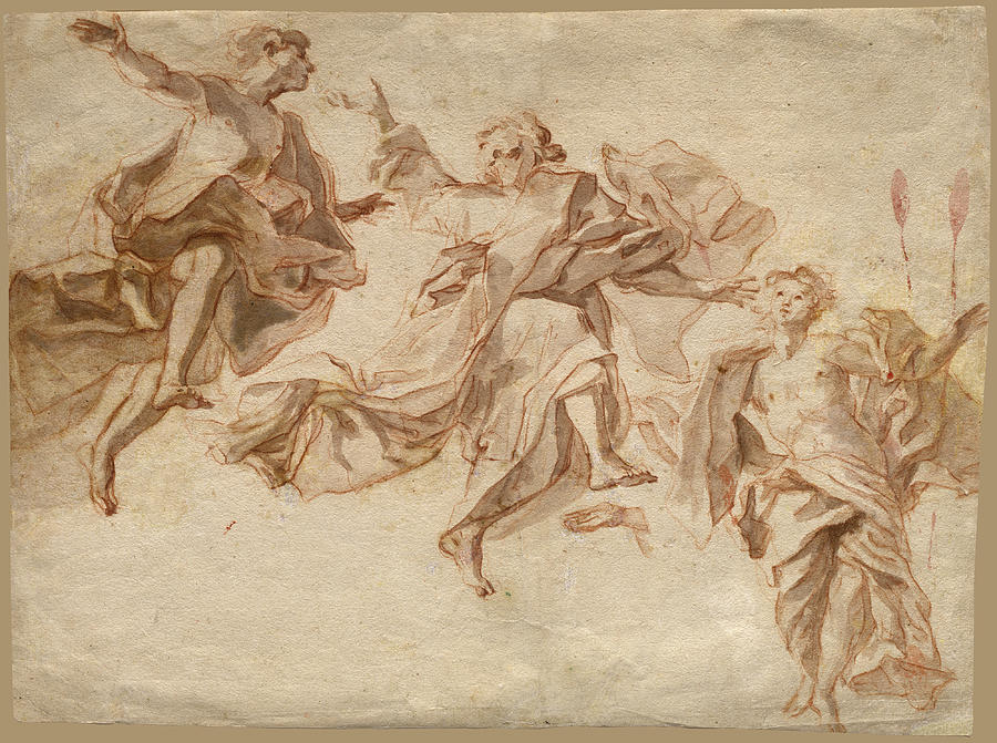 The Ascension of Christ Drawing by Cosmas Damian Asam
