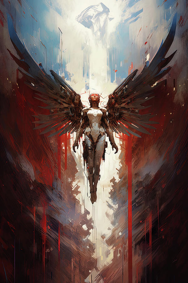 The Ascension of Seraph, the Cybernetic Angel, 05 Painting by AM ...