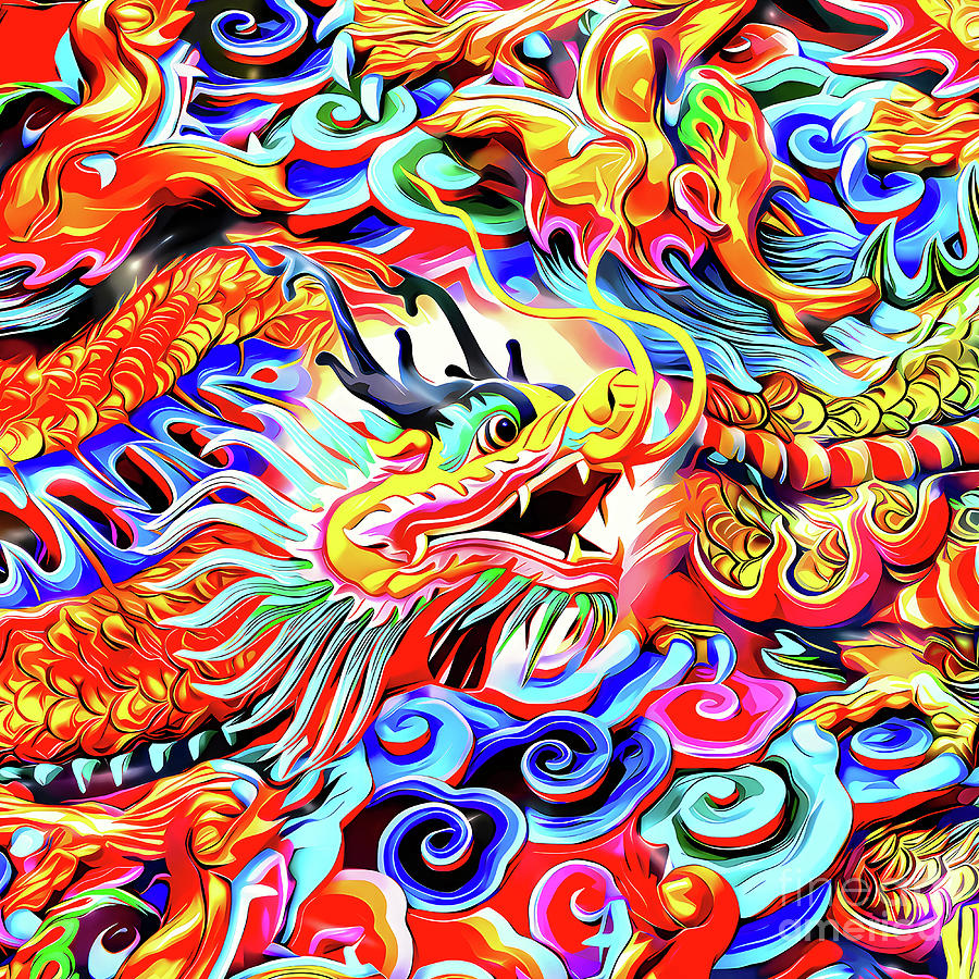 The asian dragons in color Digital Art by Uwe Michael Friedrich - Fine ...