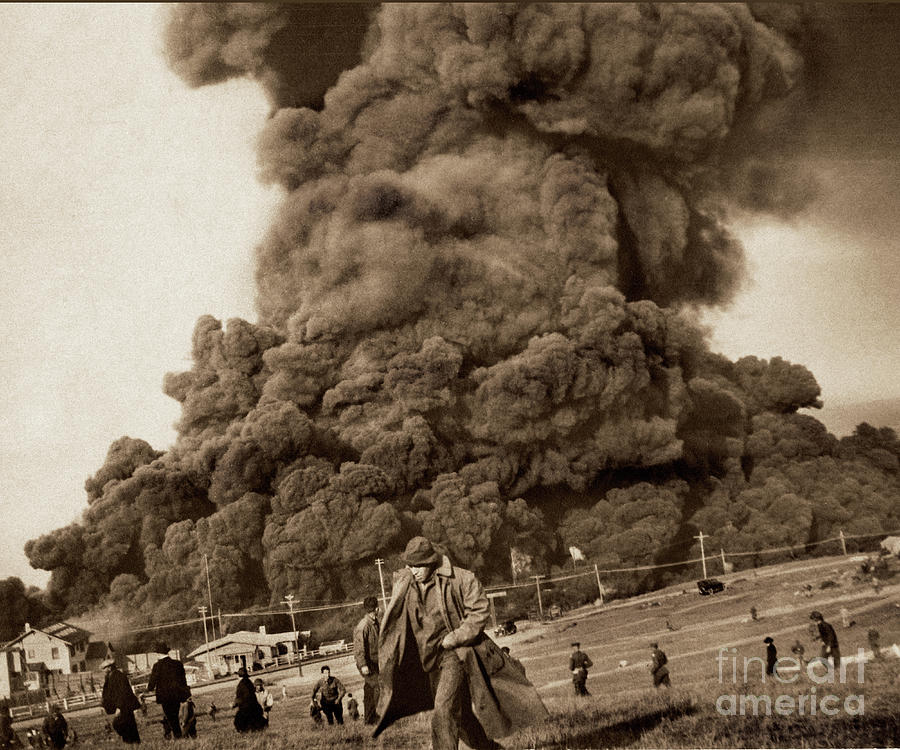 Monterey Photograph - The Associated Oil Co. fire Monterey Sept 14, 1924 by Monterey County Historical Society